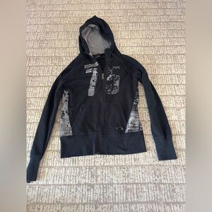 Oakley Black Hooded Zip Sweatshirt with front/back Graphic vintage size XS